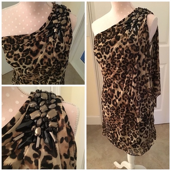 Cache Leopard Print One-Shoulder Dress - Picture 3 of 14